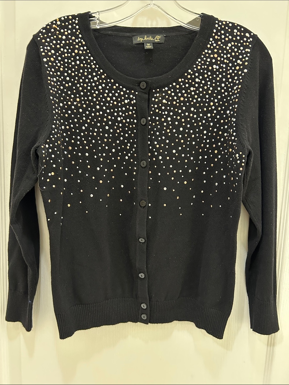 Lysse Black Embellished Button-Front Cardigan